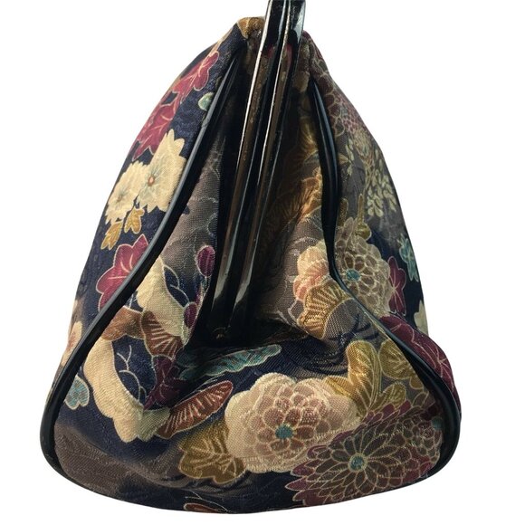 Womens Fabric Carpetbagger Handbag Floral Purse Kiss Lock Clasp Bueno U Short Ha - Picture 6 of 9